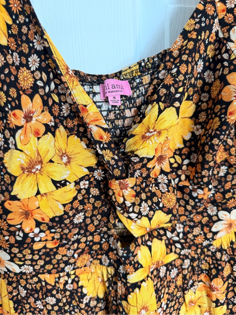 Francesca’s Collections Black Floral Cutout Mini Dress Bell Sleeves - Picture 9 of 9